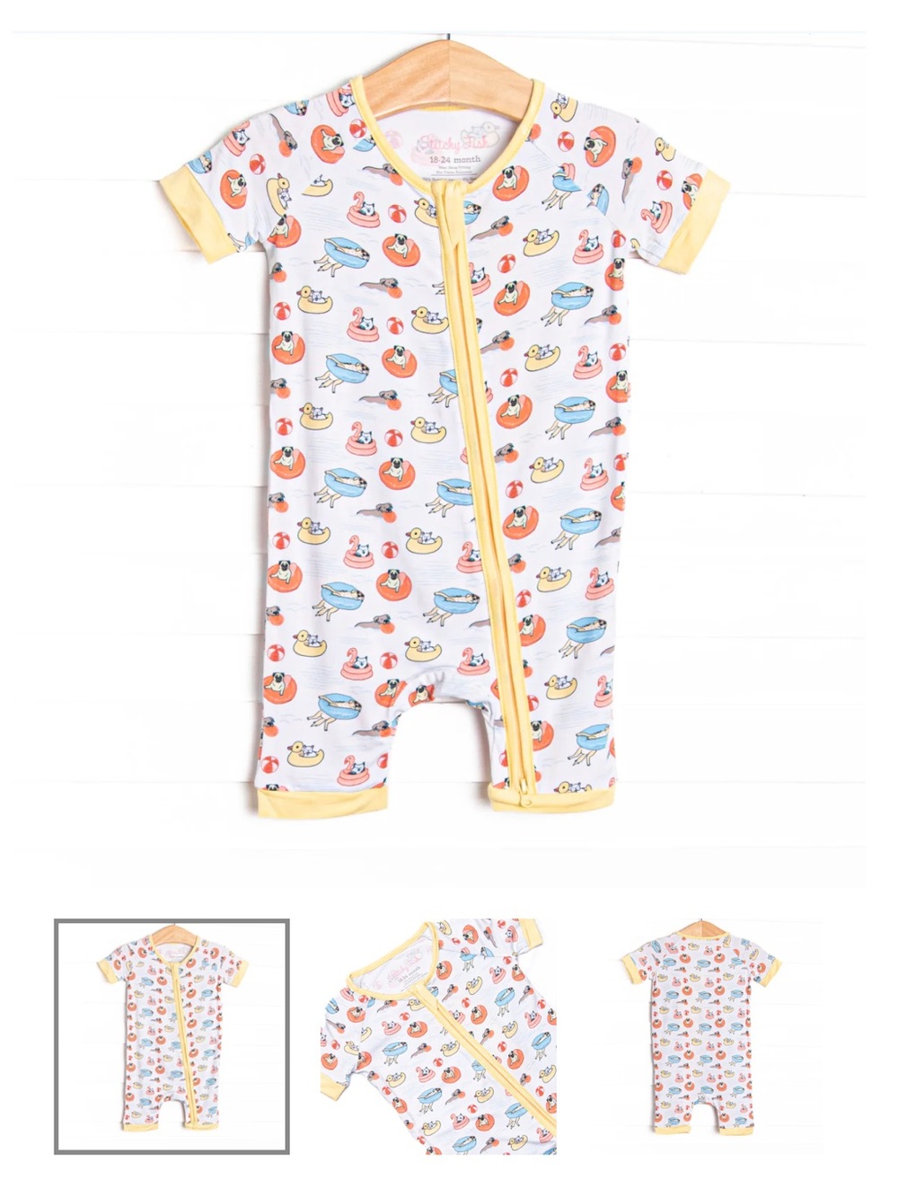 Stitchy Fish 18-24 Month Dogs on Floats Bamboo Pajamas